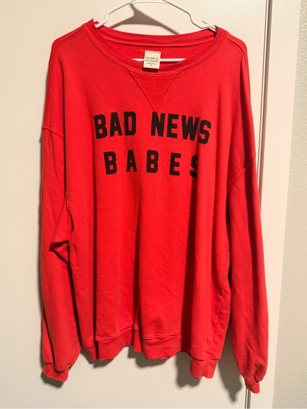 People of Leisure Red 'Bad News Babes' Graphic Crewneck Sweatshirt